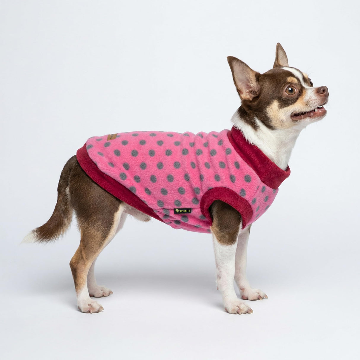 Fitwarm Fleece Polka Dot Dog Sweater, Thermal Dog Winter Clothes for Small Dogs Girl Boy, Doggy Pullover Jumper, Pet Outfit, Burgundy Red, Pink, Grey, XL