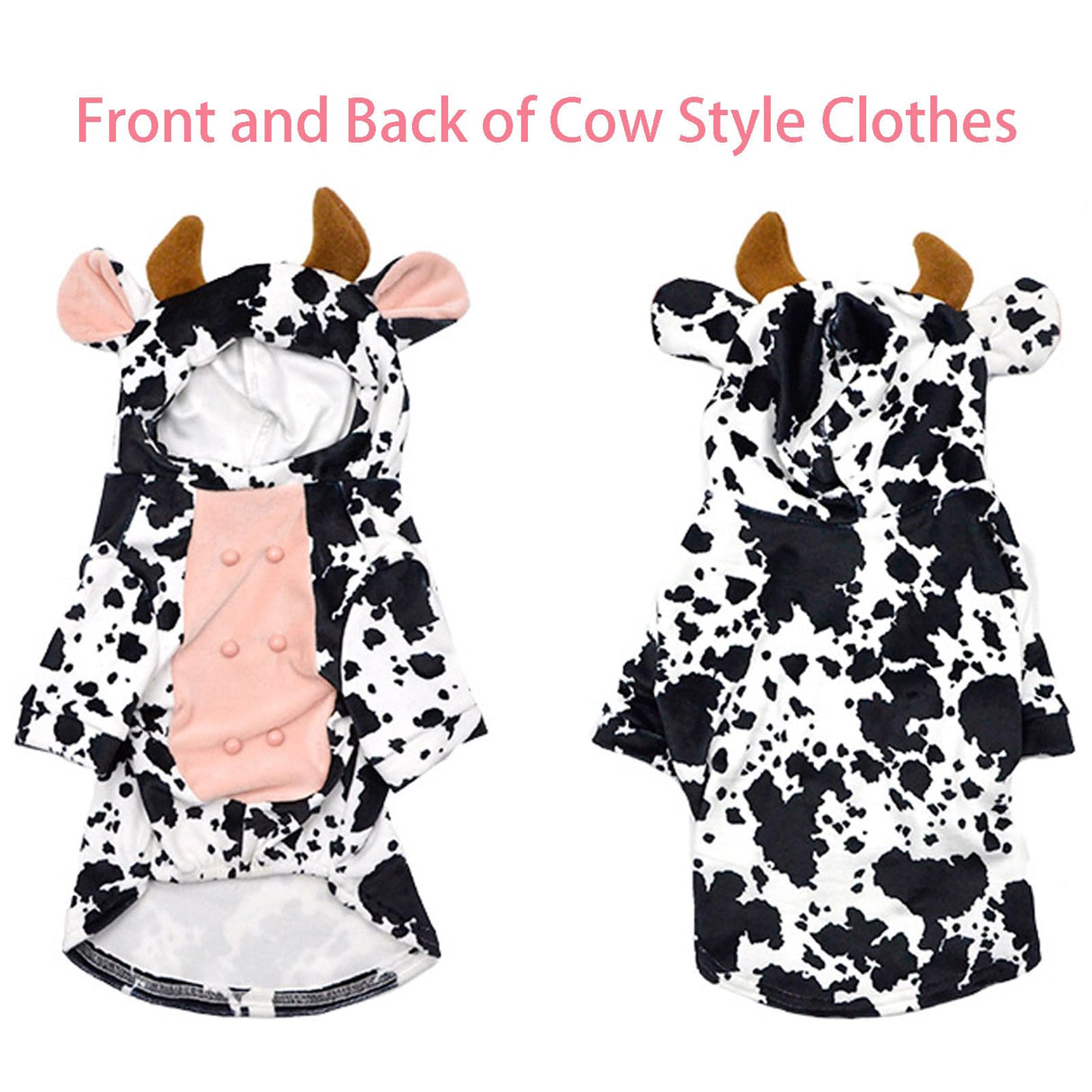 French Bulldog Funny Dog Costume - Cow Dog Party Costume for Dogs - Christmas Milk Cows Cat Clothes (L)