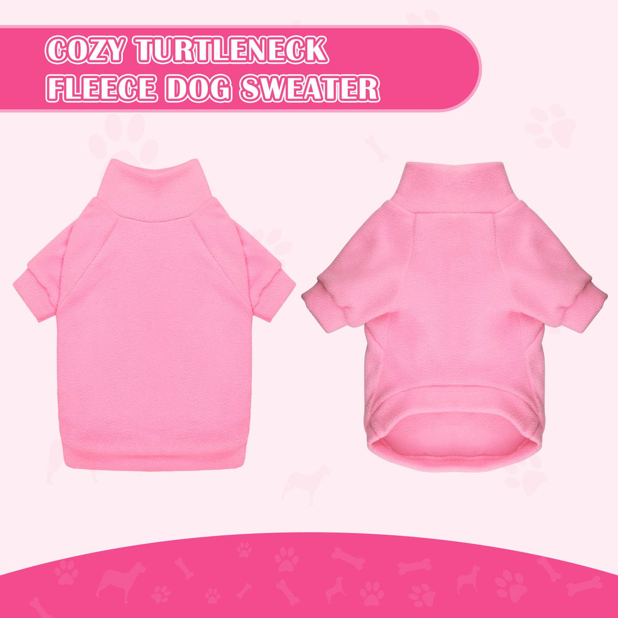 3 Pack Dog Sweaters for Large Dogs, Fleece Dog Sweater Large Pet Clothes Turtleneck Soft Warm Sweatshirt Boy Girl Pet(Pink+Hotpink+Purple,XL)