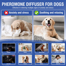 Load image into Gallery viewer, Dog Pheromone Calming Diffuser 4 In 1 Appeasing Pet Pheromones Diffuser to Calm Kit (Plug in+ 3 Pack 48ml Refill) for Anxiety Relief Reduce Barking Aggression Fighting Stress 90 Day Supply(Tasteless)