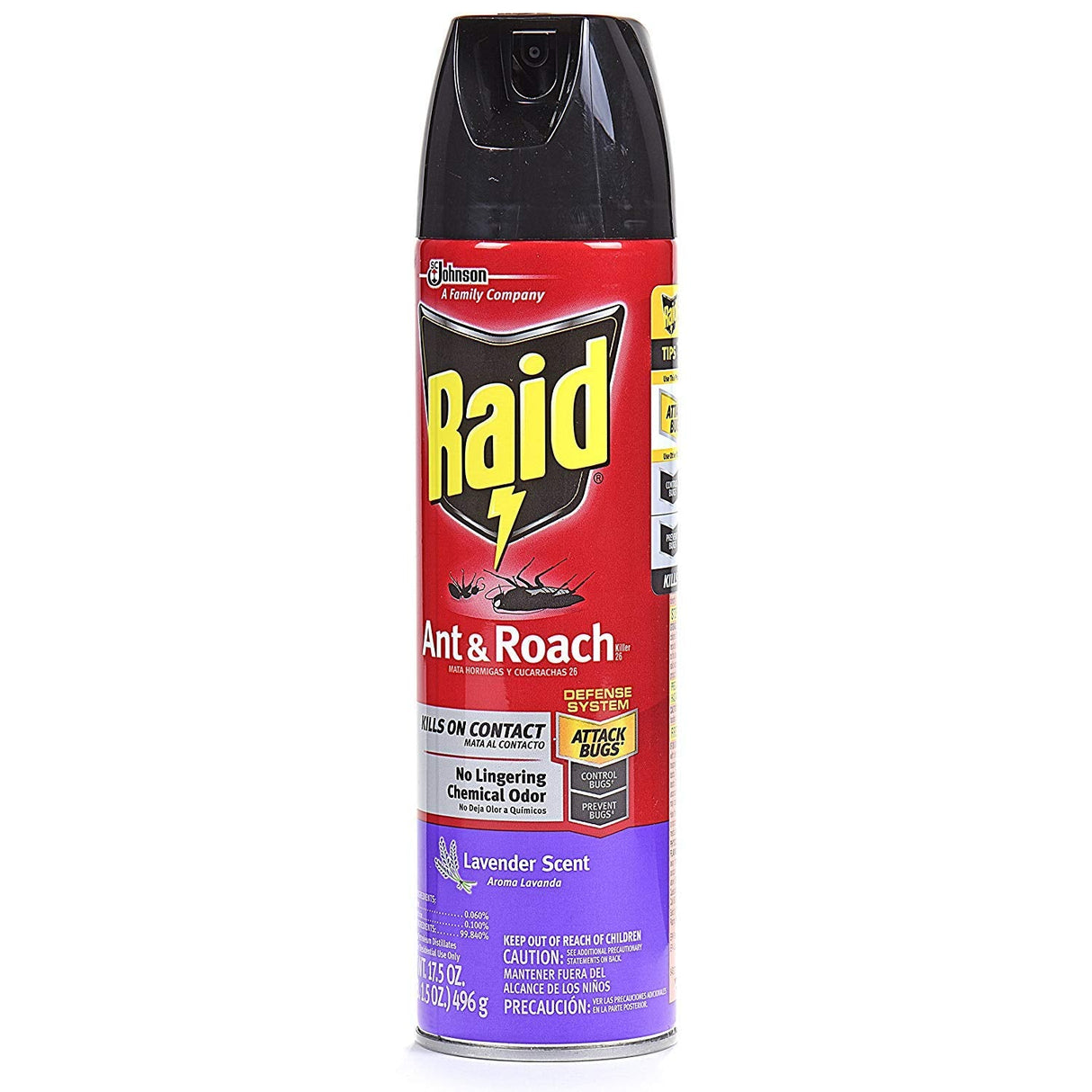 Raid Ant & Roach Killer Lavender, 17.5 Oz (Pack - 2), 16 Lb