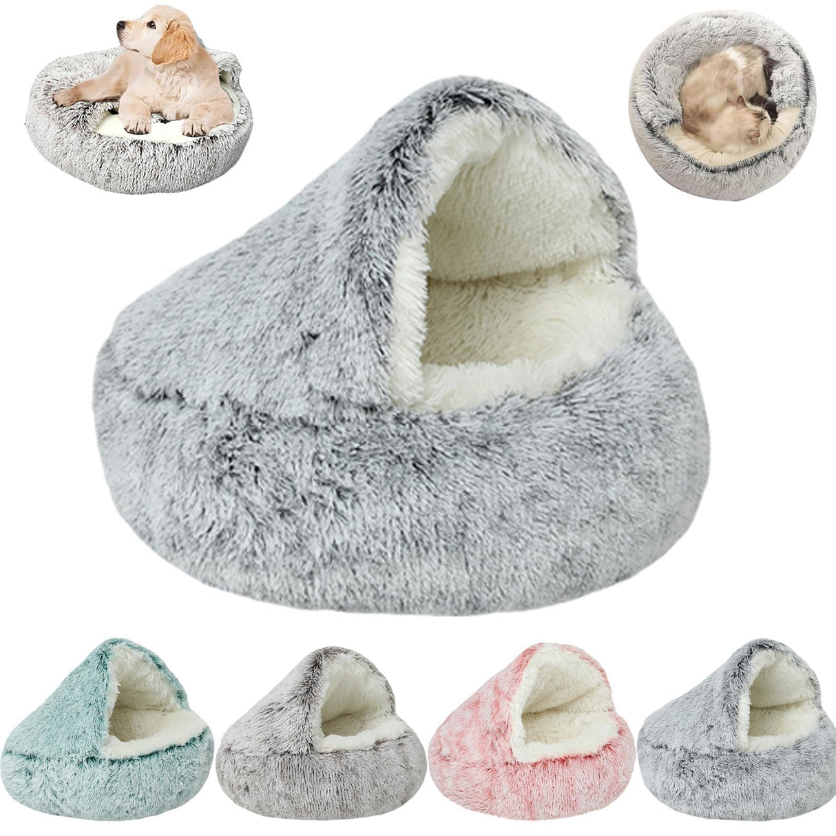 Cozy Cocoon Dog Bed, Comfy Cocoon Pet Bed, Cozy Cocoon Pet Bed for Dogs, Dog Bed Medium Size Dog (Gray, S(15.7in))
