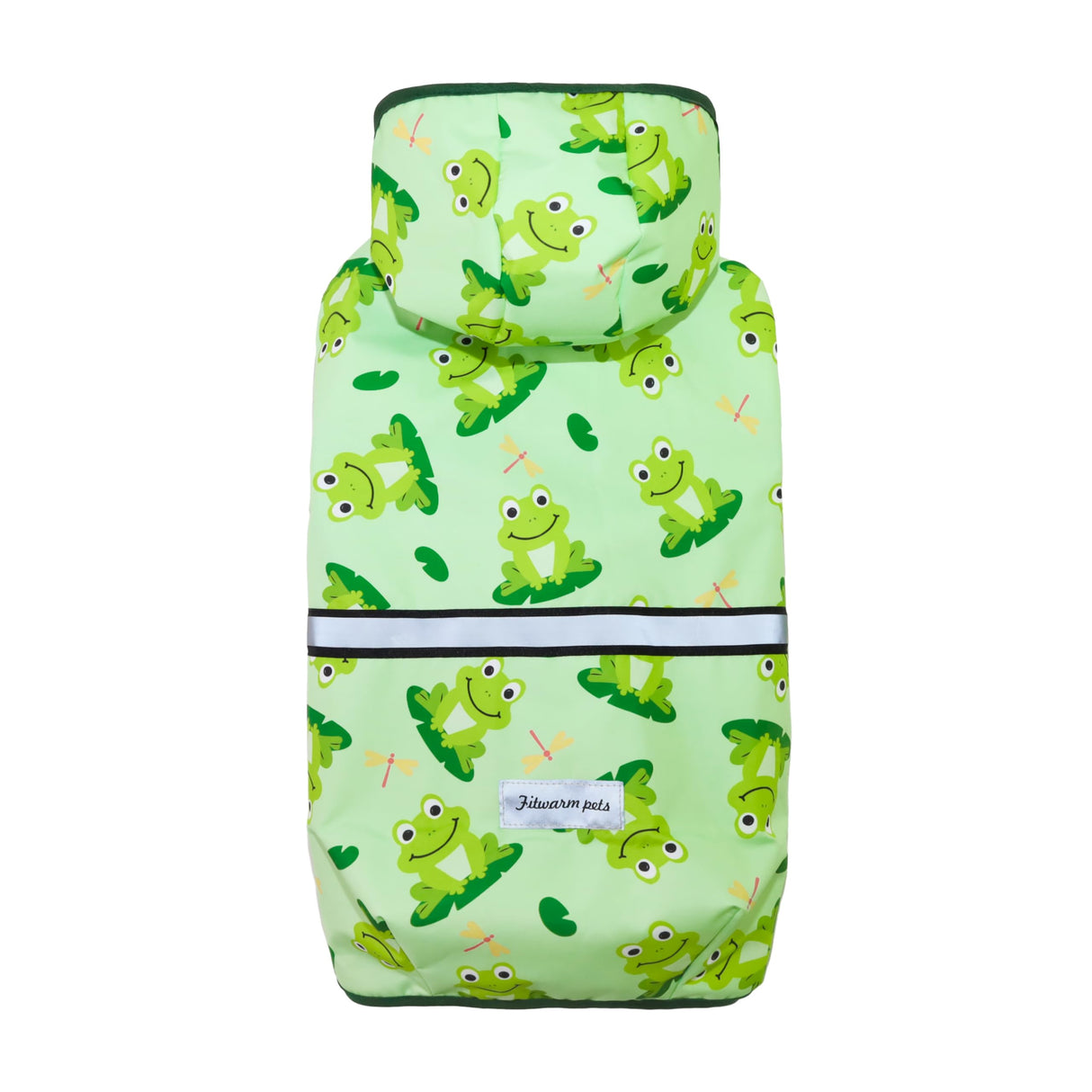Fitwarm Funny Frog Dog Raincoat with Hood, Waterproof Rain Jacket for Small Dogs Boy Girl, Reflective Pet Poncho with Harness Hole, Packable, Adjustable, Green, XXL