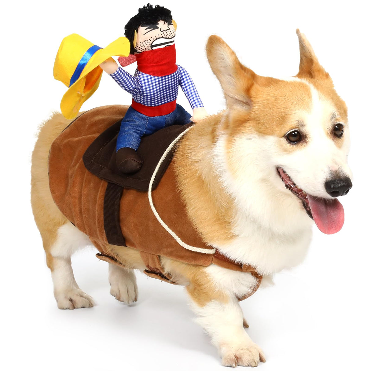 T2Y Cowboy Rider Dog Costume - Halloween Dog Costumes for Large Dogs, Dogs Clothes Knight Style with Doll and Hat for Halloween Day, Suitable for Shepherd, Husky, Shiba InuγXLγ