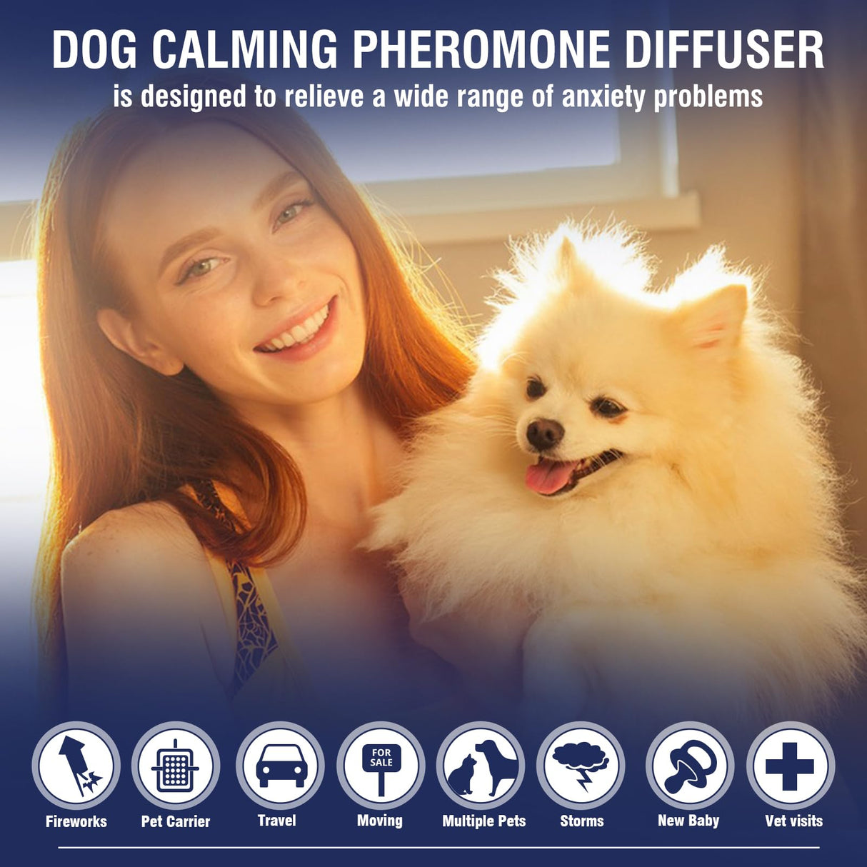LKBHGF Dog Calming Pheromones Diffuser 6 in 1 Kit Appeasing Pheromone Diffuser to Calm (2 Plug in+4 x48ml Refill) for Anxiety Relief Reduce Aggression Fighting Barking Stress 120 Day Supply(Tasteless)