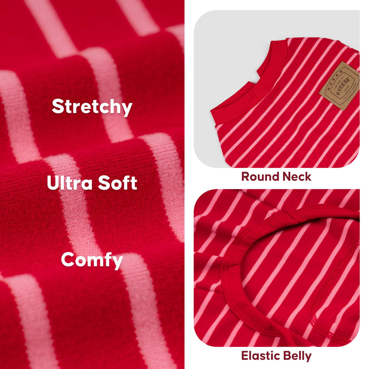 KYEESE Dog Pajamas, Striped Pet PJS Velvet Fleece Doggie Jammies, 4 Legs Outfit Soft Dog Pajamas, Cozy Pet Clothes Onesie, Comfortable PJS for Large Dogs,Red Striped,XXX-Large