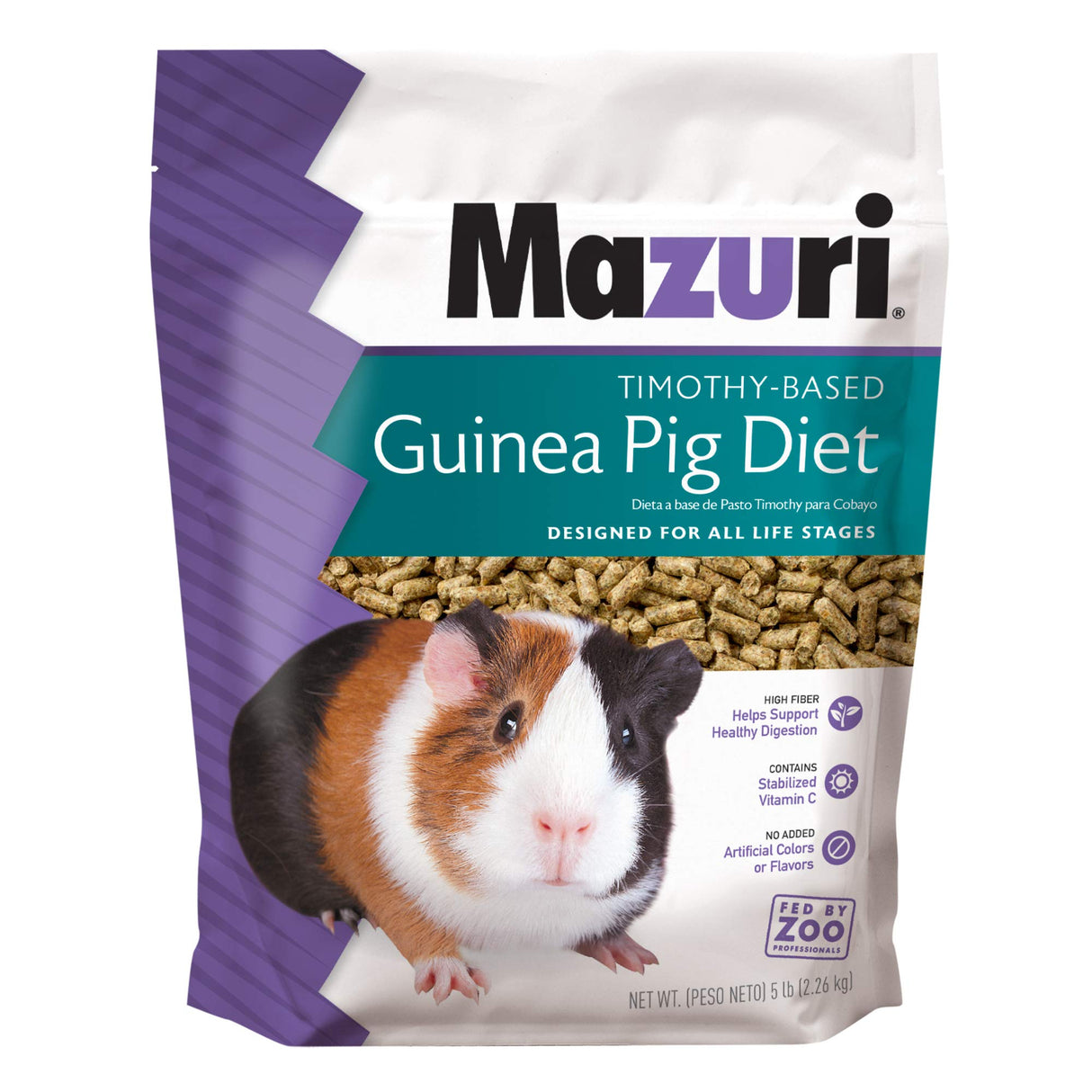 Mazuri® Timothy Hay-Based Guinea Pig Diet | Food for Guinea Pigs | 5 Pound (5 LB) Bag