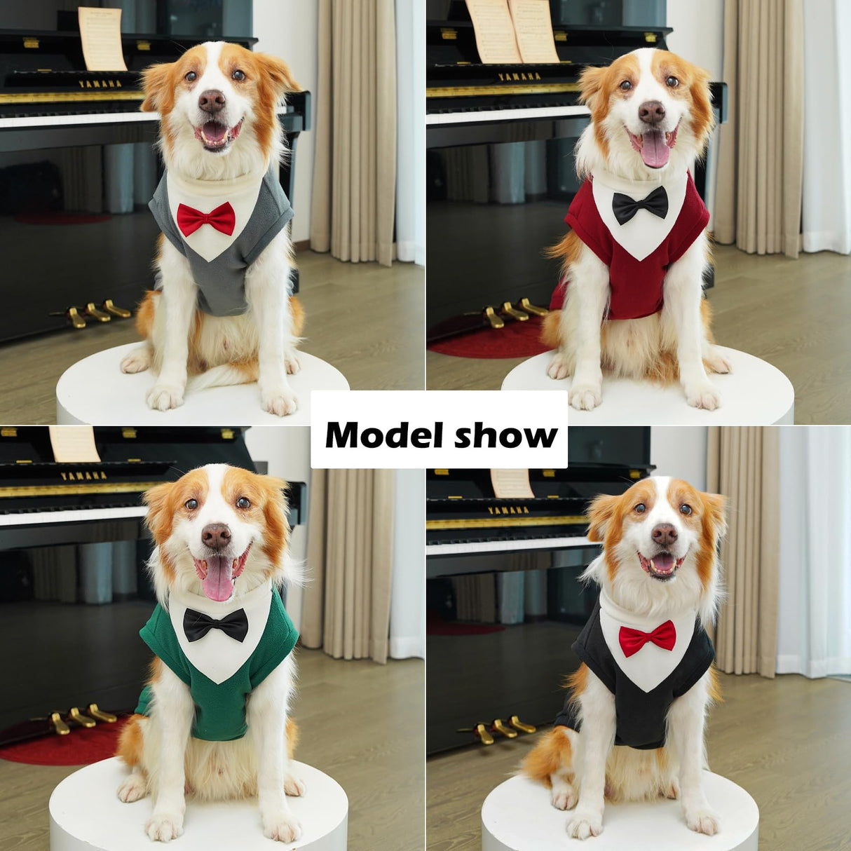 SSEISS 4 Pcs Formal Dog Tuxedo with Bowtie, Wedding Pet Hoodie Suit, Winter Pet Costume, Prince Dogs Shirt, Bride Clothes for Small Medium Large Dogs (S)