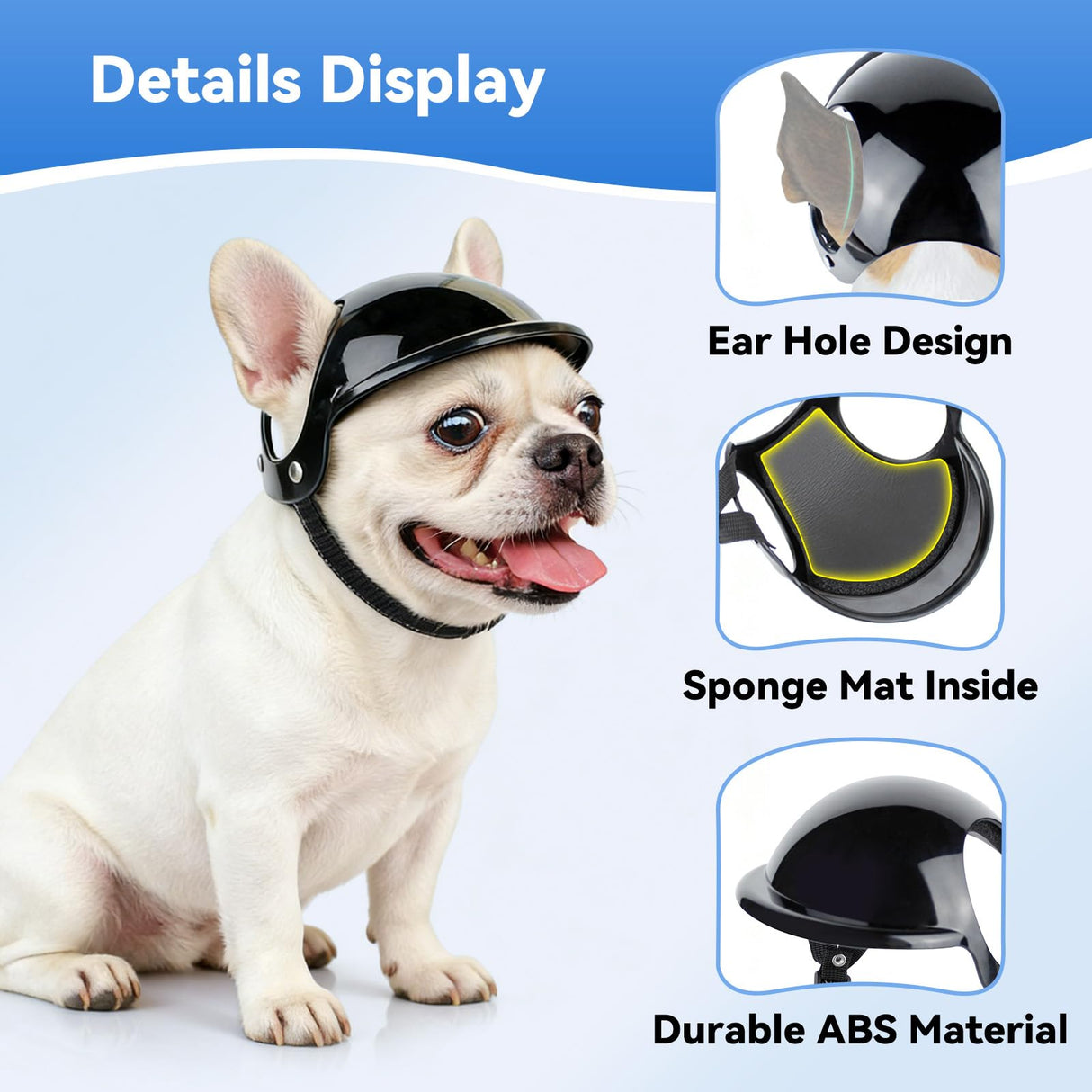 LESYPET Dog Helmet for Large Dogs, Dog Motorcycle Helmet with Ear Hole Design, Adjustable Dogs Hat for Outdoor Riding, Large