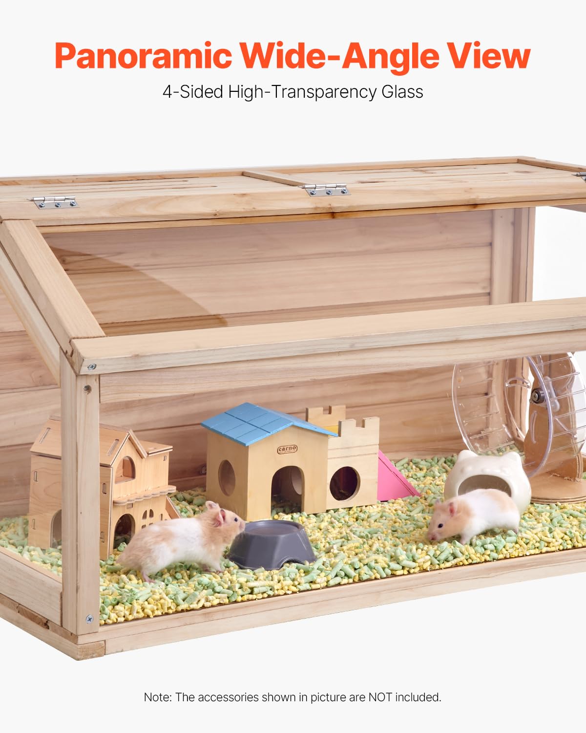 VEVOR Wooden Hamster Cage, 270° Viewing 𝖧amster Habitat, 32 x 16 x 16 in, Dwarf Hamster Cages with Openable Top, Ventilated Small Animal Cage, Pet Mouse Cage for Gerbils, Rats, Guinea Pigs, Mice