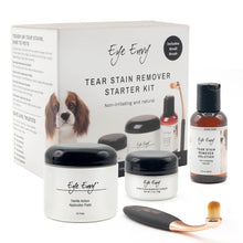 Load image into Gallery viewer, Eye Envy Dog Tear Stain Remover Starter Kit with ProPowder Brush | Stain Solution, Applicator Pads, Stain Powder and Small Applicator Brush | Lasts 30-45 Days