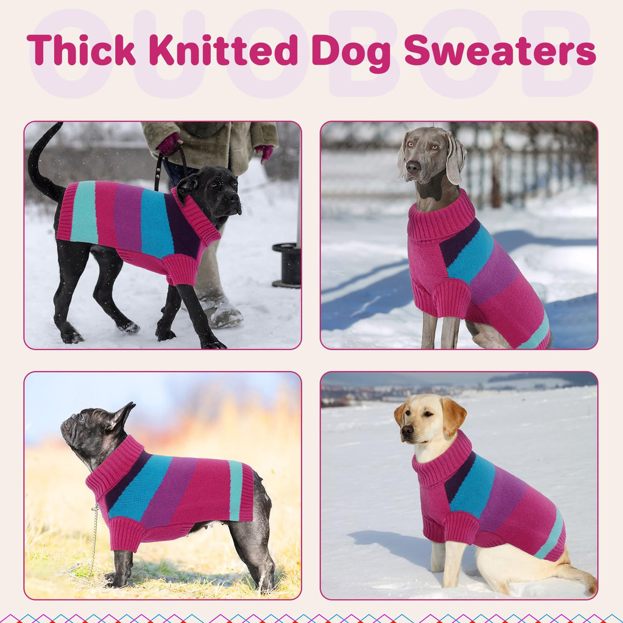 OUOBOB Turtleneck Fall & Christmas Dog Sweater - Pullover Warm Extra Large Size, 3XL - Knitwear for Labrador, Golden Retriever, Doberman, Boxers