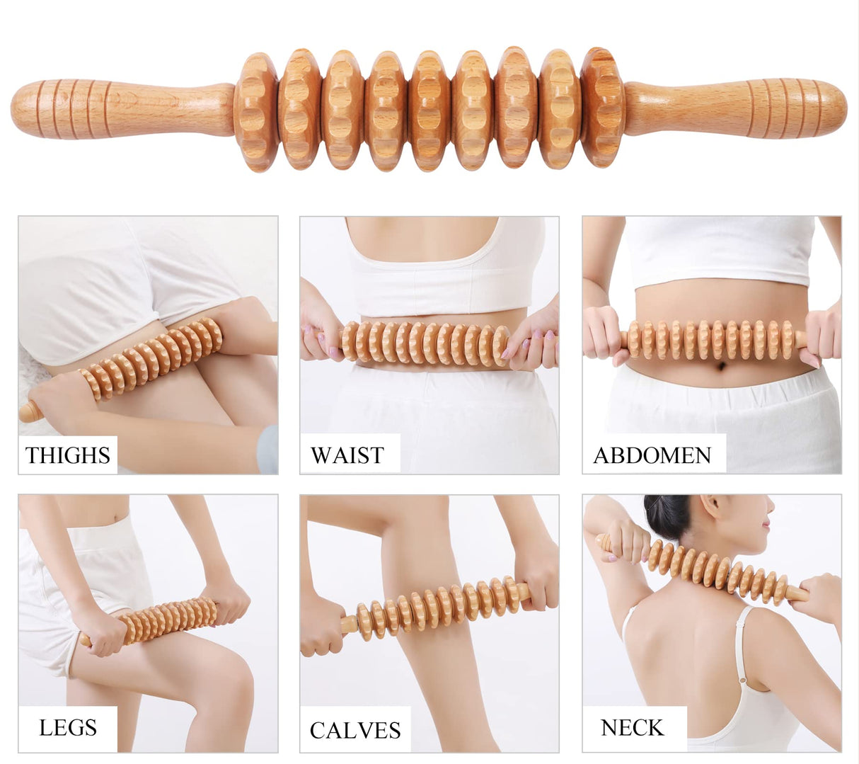 Komogir 3-in-1 Wooden Massage Tools for Lymphatic Drainage, Body Contouring and Anti-Cellulite