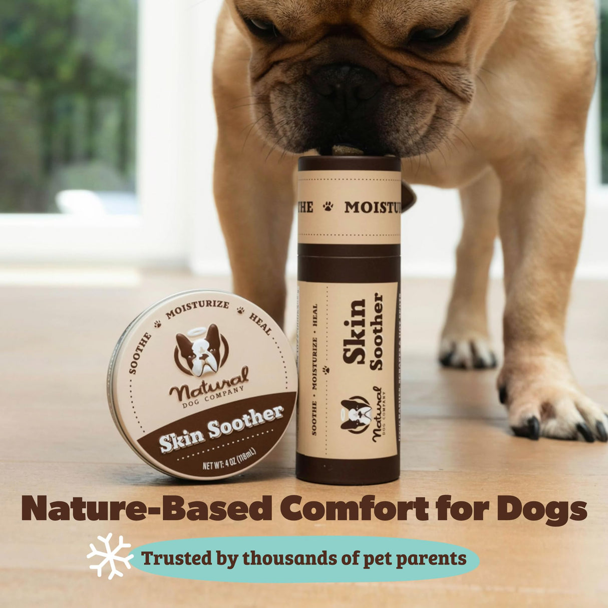 Natural Dog Company Skin Soother Balm for Dogs – Dog Skin Balm for Dry Winter Skin, Seasonal Sensitivity & Environmental Stress, Dog Moisturizer with Coconut Oil, Calendula & Vitamin E, 2 oz Stick
