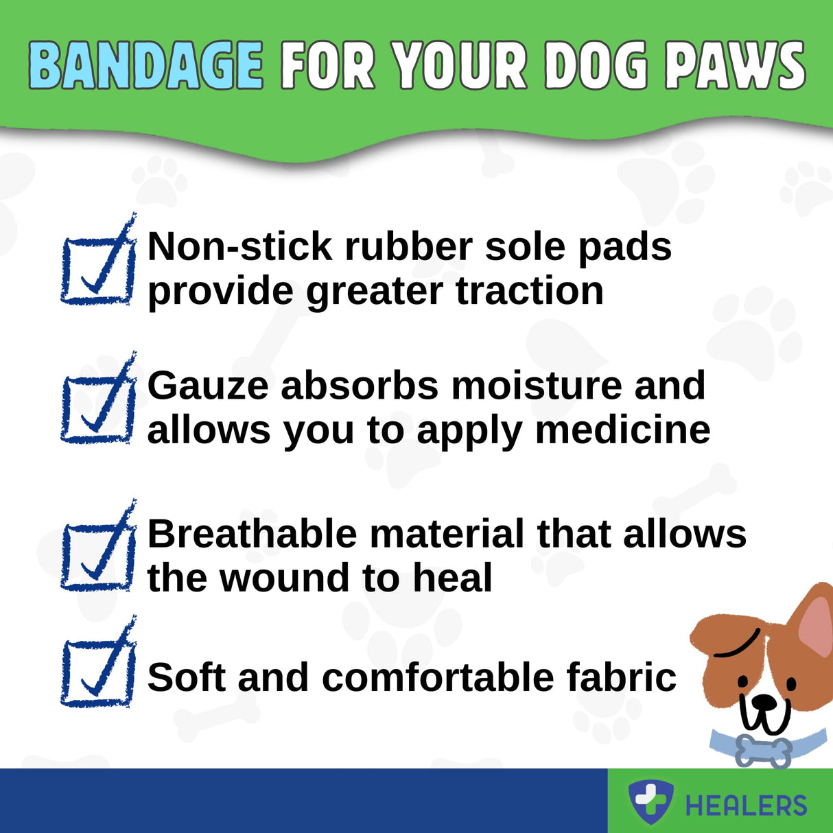 Healers Anti-Slip Dog Boots-Medical Paw Protection for Large Breeds, Traction Booties for Slippery Floors (Single Boot, 3.5" Paw Width, 90+ lbs), XL