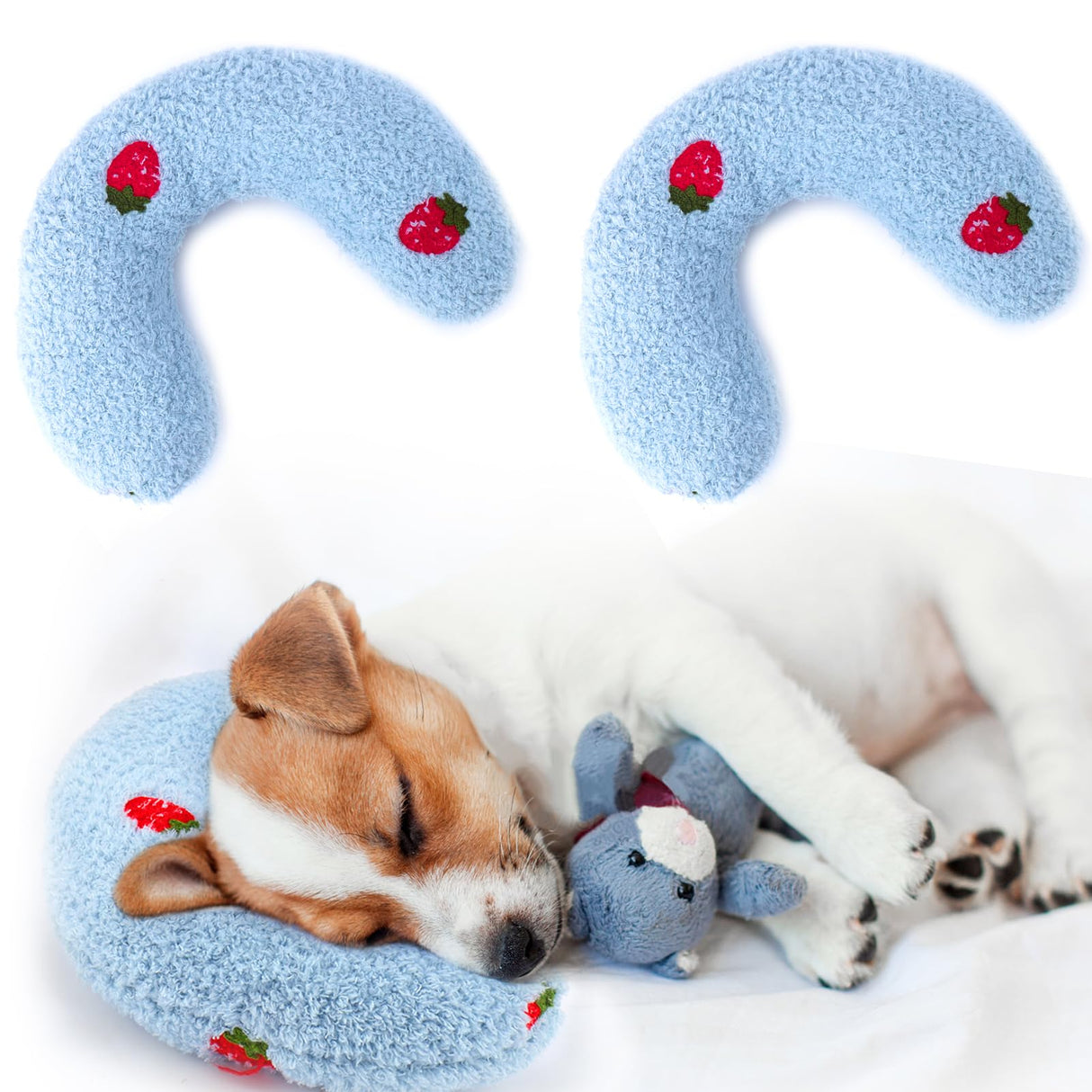 Mity rain 2PCS Dog Pillow, Anxiety Relief Pillow for Dog, Ultra Soft High Density Calming Pillow for Joint Relief Sleeping Improve, Pet Calming Pillow Blue
