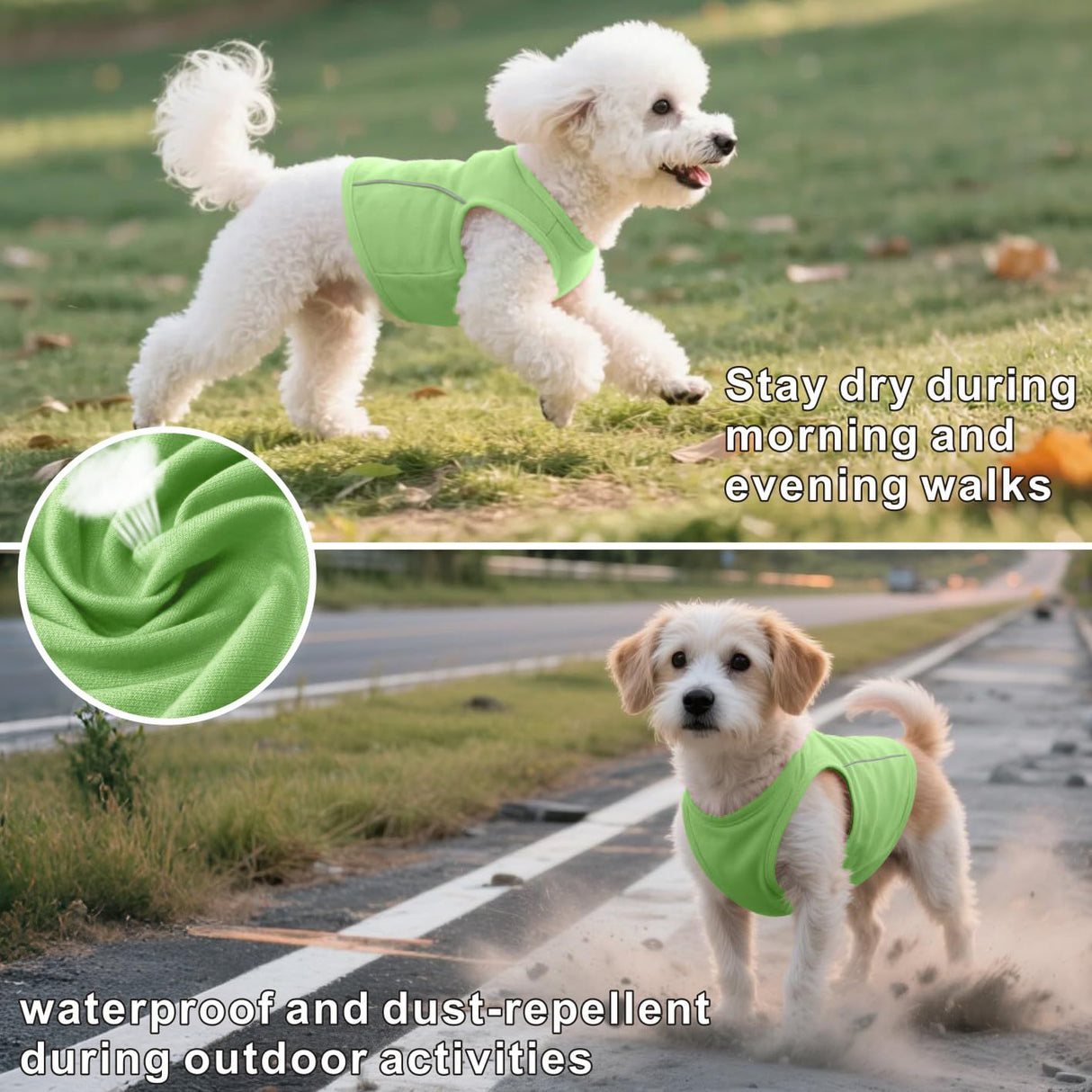 Idepet Waterproof,Oilproof & Stainproof Dog T-Shirt 2 Pack Durable Pet Clothes for Outdoor Activities,Easy to Clean, Breathable, Lightweight Summer Vest for Small to Medium Dogs(Green&Pink,S)