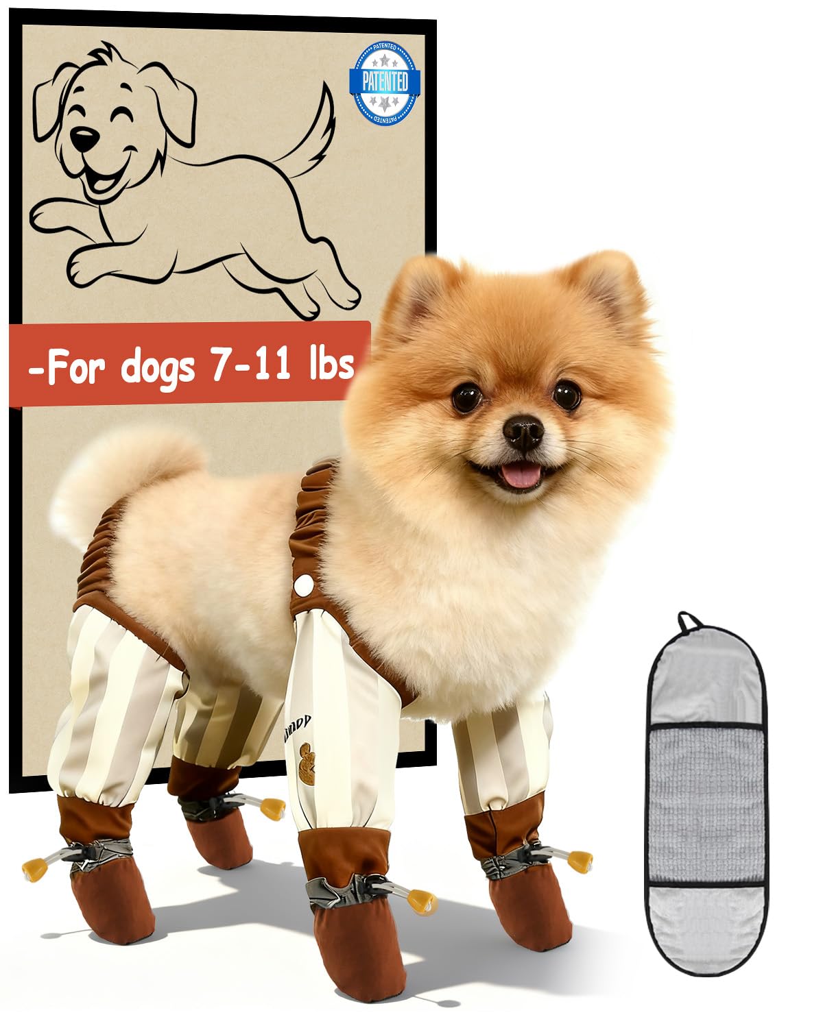 Dog Suspender Boots, Outdoor Anti Dust Pants with Shoes for Dogs, Adjustable Anti Slip Paw Protector Booties for Small & Medium Dogs(M)