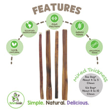 Load image into Gallery viewer, Nature Gnaws Bully Sticks for Dogs 11-12" (8oz) - Mixed Thickness - Long Lasting for Aggressive Chewers and Large Dogs - Natural Beef Dog Chew Bones