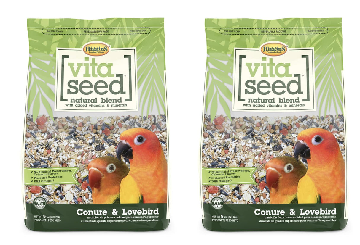 Higgins 2 Pack of Vita Seed Natural Blend Conure and Lovebird Food, 5 Pounds Each