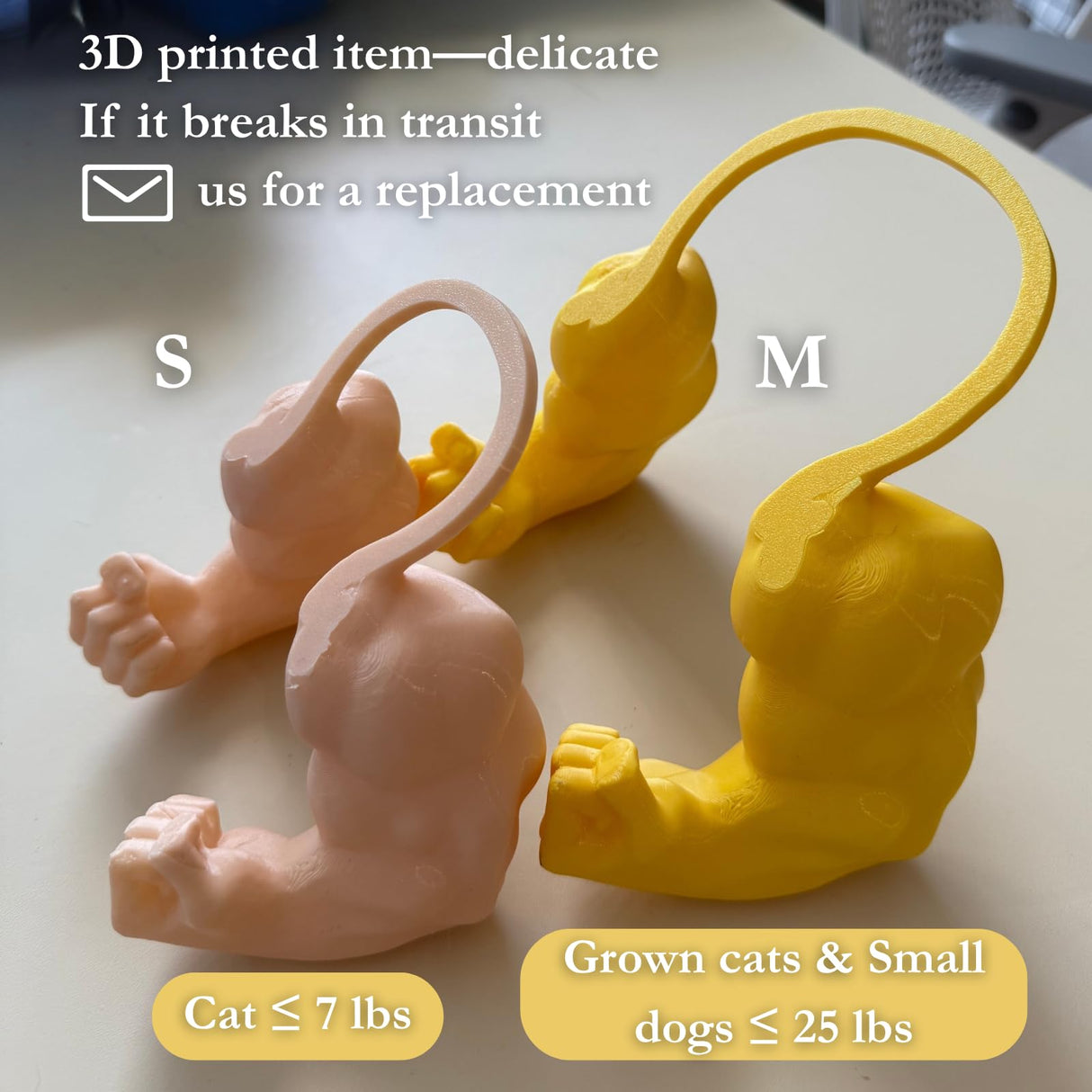 Cat/Dog Muscle Arm Costume, 3D Printed Cute Funny Accessory for Small Medium Pets Halloween Christmas Parties (Orange, M)