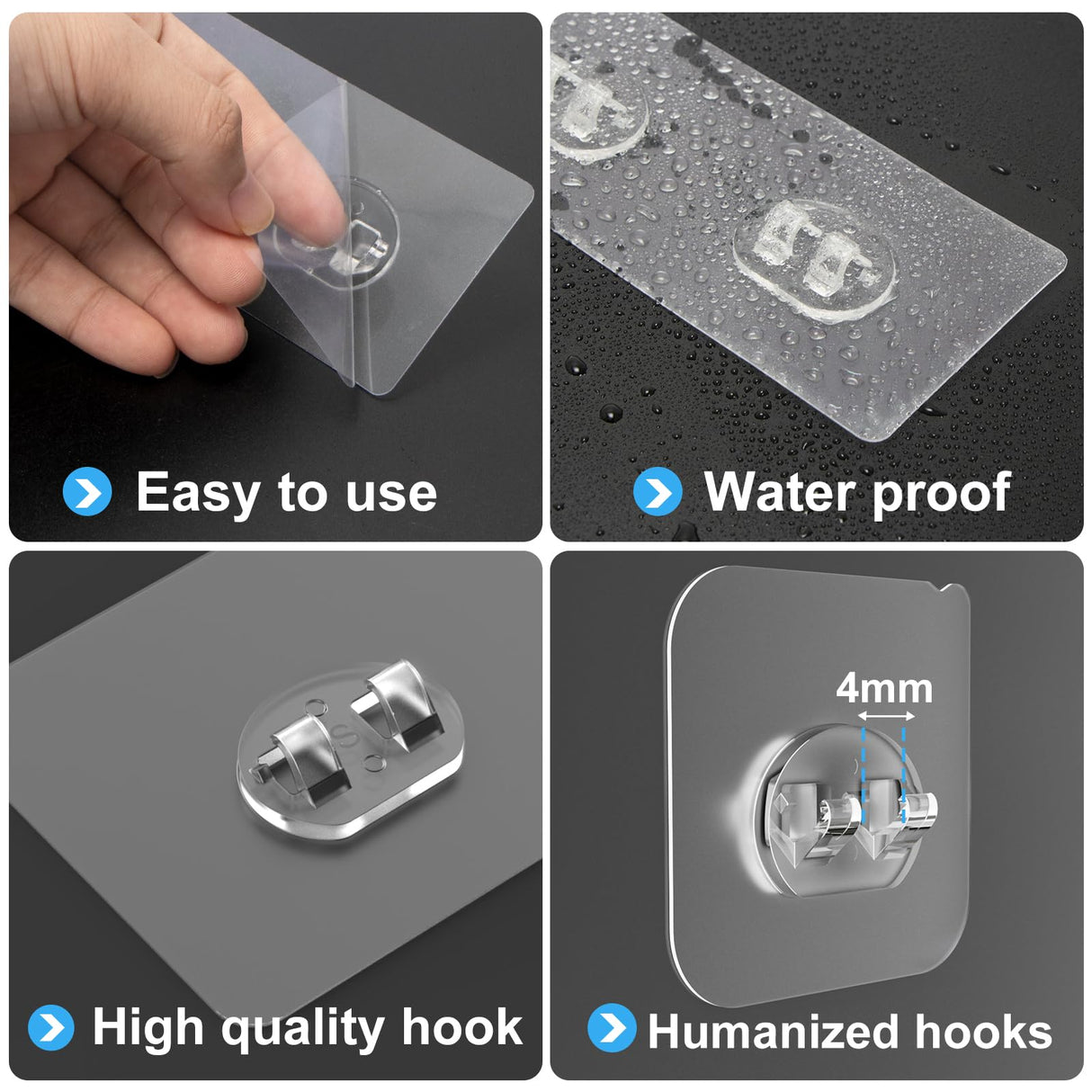 14 Pack Shower Caddy Adhesive Replacement, Strong Adhesive Hooks, Waterproof Shower Adhesive Strips, No Drilling, for Bathroom Storage Shelves and Kitchen Racks