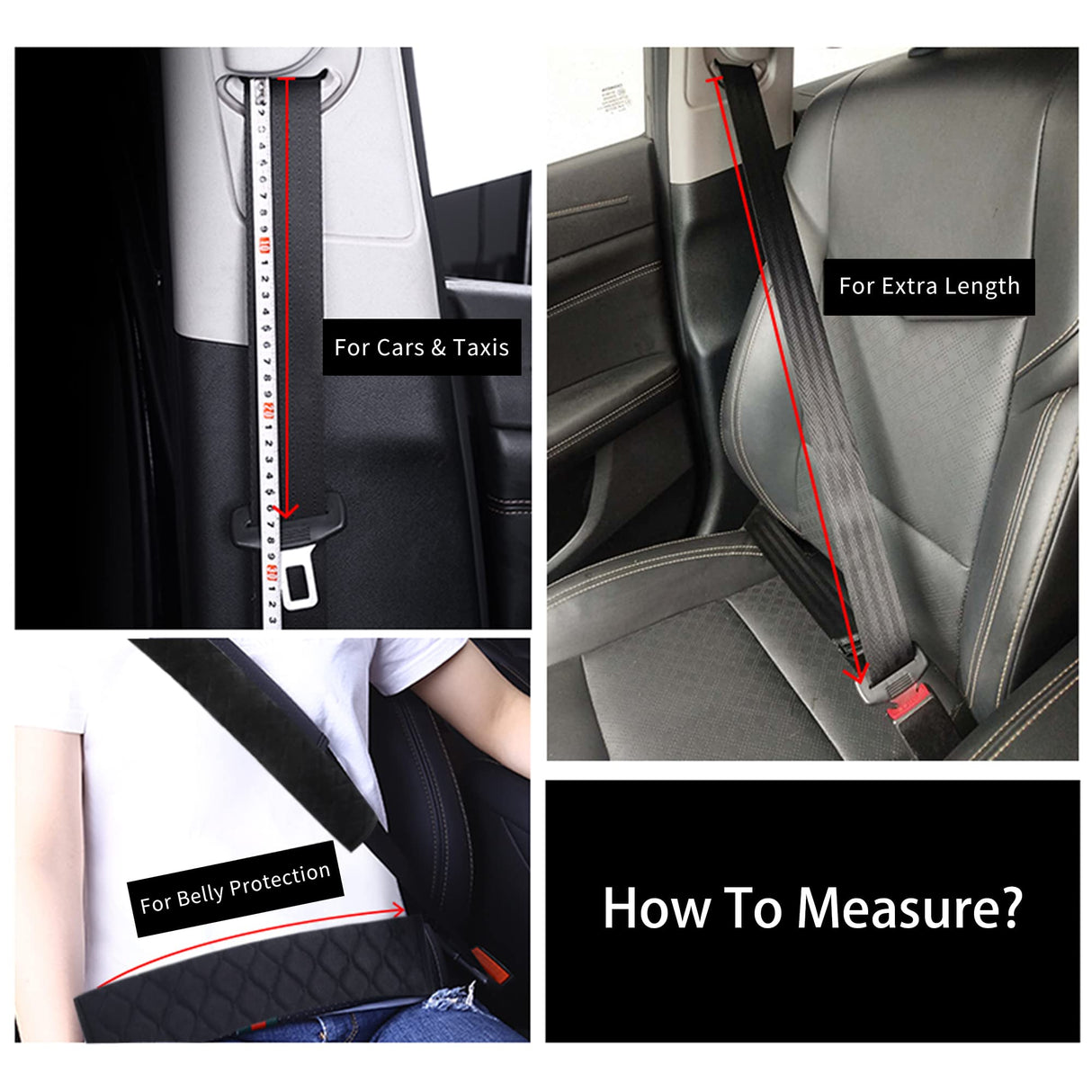 HighnessHwoo Extra Long Seatbelt Covers for Adults Kids Women & Men, Soft Car Seat Belt Strap Cushion for Sedan, SUV, Trucks, Shoulder Neck Chest Protector Pads, Auto Accessories, 1pc, Black, 19.5in