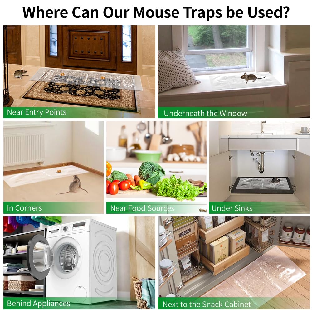 6 Pack 47 * 11 in Large Rat Traps, Heavy Duty Sticky Mouse Traps for House Indoor, Extra Strength Snake Traps for Mice Rat Snake Roach Lizard Spider Scorpion and Other Pests