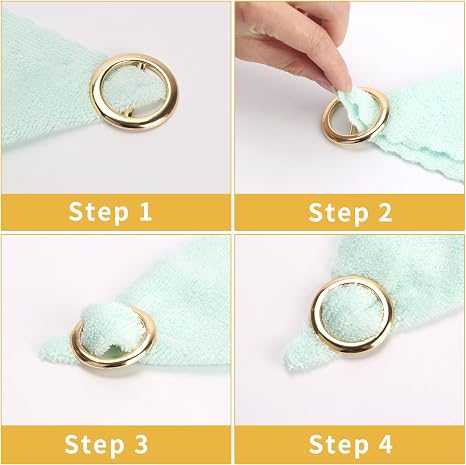 4 Pack Scarf Ring Clips for Women, Metal Round Circle Buckle for Silk Scarves & T-Shirt Ties, Fashion Accessories Clothing Corner Knot Holder, Shawl Wrap Clasp (2 Silver, 1 Gold, 1 Black)