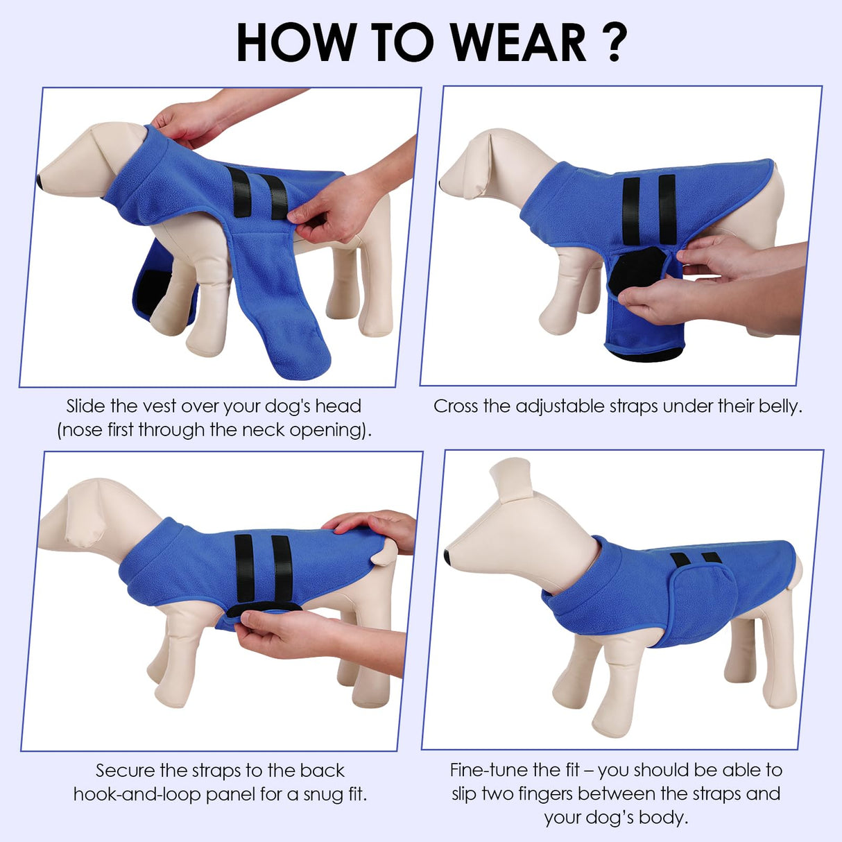 PUZAUKAL Dog Sweater,Adjustable Dog Sweaters for Small, Medium and Large Dogs Boys Girls, Dachshund Chihuahua Fleece Dogs Sweater(Blue,XL)