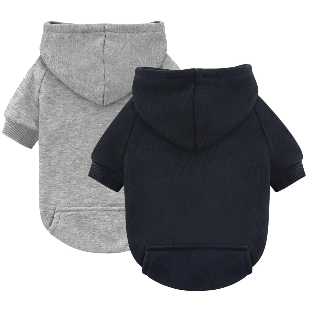 Idepet Pet Dog Hoodies 2 Pack with Pocket, Dog Outfits for Small Pets Chihuahua Clothes Warm Coat Jacket Autumn Puppy Sweatshirt Cats Clothing