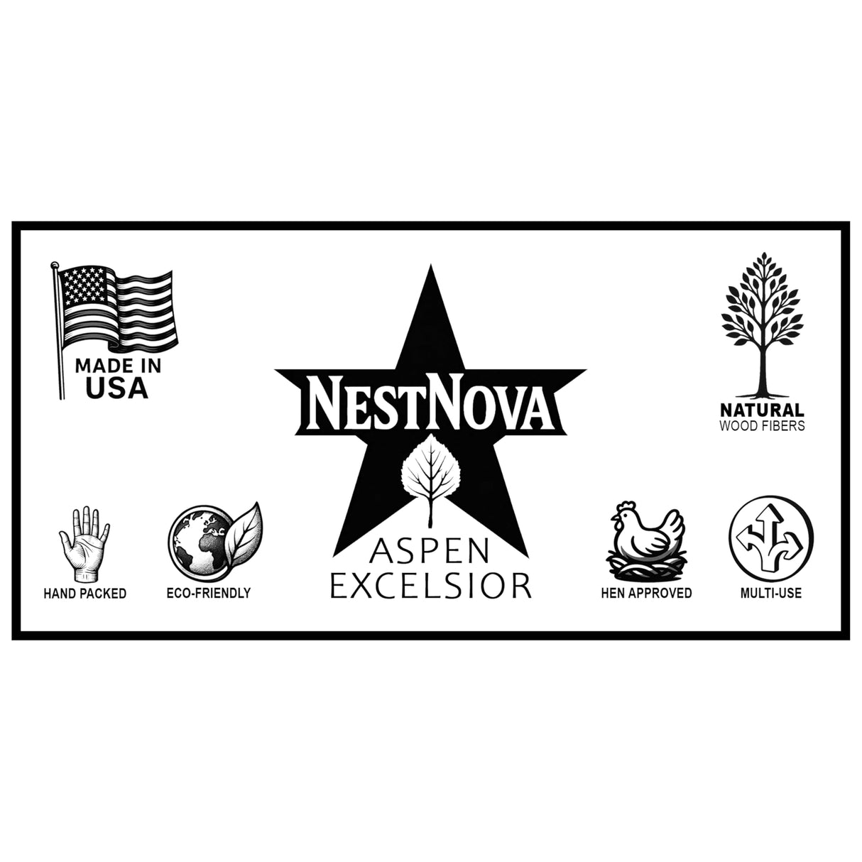 NestNova™ Aspen Excelsior – 2 lb Box of All-Natural USA-Grown Aspen Wood Fiber | Eco-Friendly Nesting Material for Chicken Coops, Small Pet Bedding, Crafts & Gift Baskets | Biodegradable, Hand-Packed