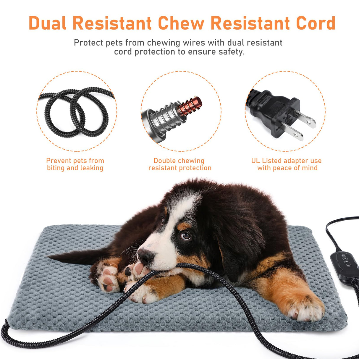 INVENHO Pet Heating Pad, Waterproof Adjustable Temperature Dog Cat Heating Pad with Timer, Indoor Pet Heated Pad for Cats Dogs Electric Pads for Dogs Cats, Pet Heated Pad (L: 35" x 24")