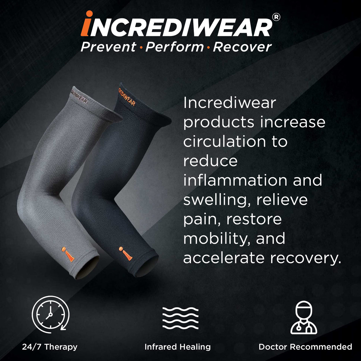Incrediwear Arm Sleeve – Arm Sleeves for Men and Women to Help with Muscle Pain Relief and Muscle Recovery, Perfect for Baseball, Basketball, Football, Cycling and Working Out (Charcoal, Large)