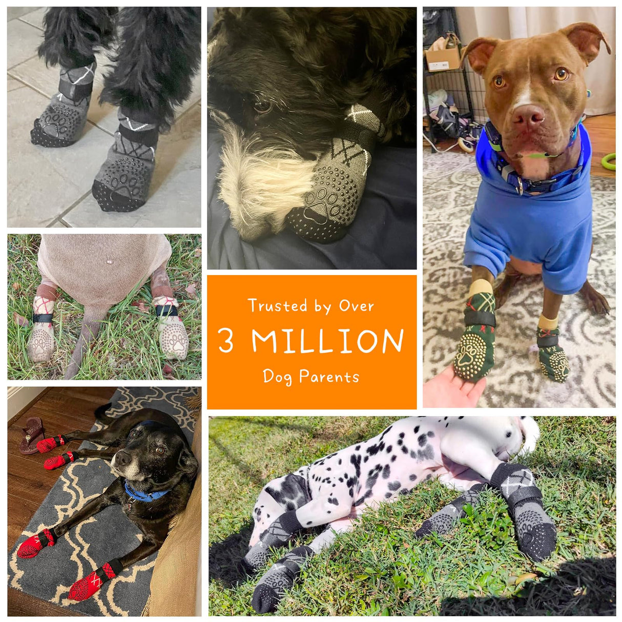 BEAUTYZOO 6PCS Dog Socks to Prevent Licking Paws, Anti Slip Dog Shoes for Hot Pavement Hardwood Floors, Traction Control Toe Grips Boots & Paw Protectors for Small Medium Large Senior Dogs, Khaki XL