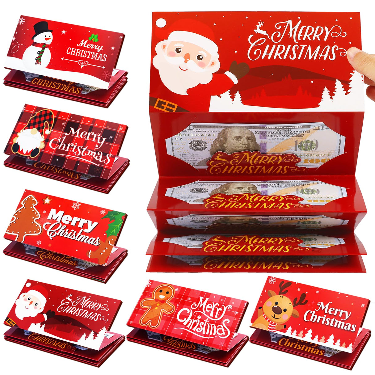 12 Pack/72 Slots Money or Gift Card Holder Xmas Cash Gifts Surprise Cash Envelope Merry Christmas Money Holder for Men Women Kids Birthday Gifts Xmas Party Supplies (Classical)