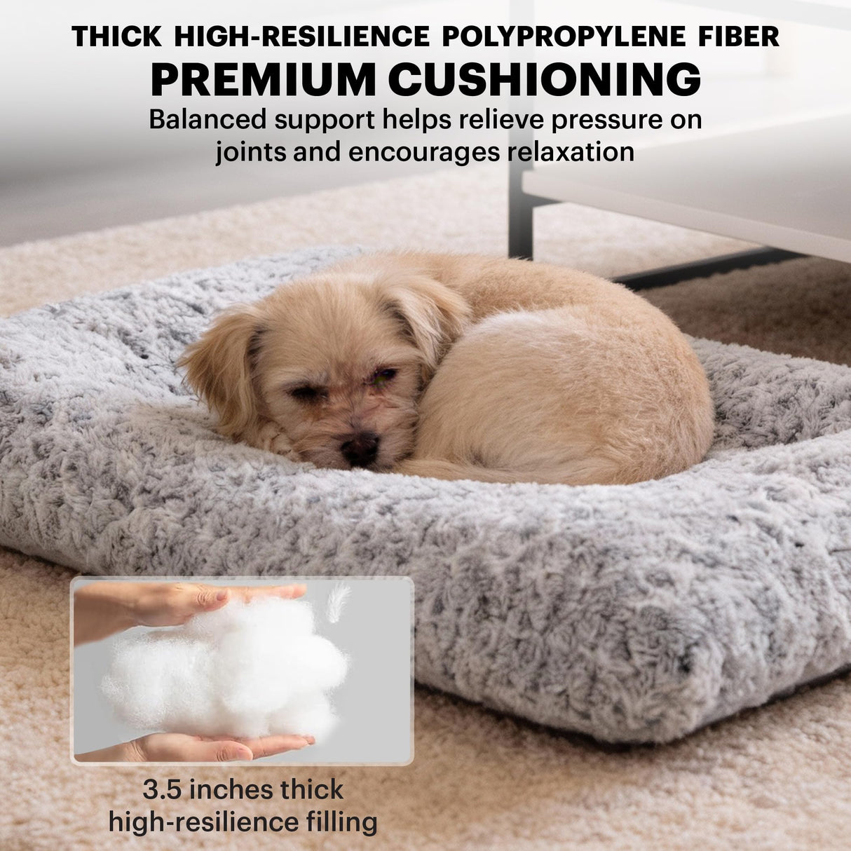 Lafyette. - US Based, Washable Faux Fur Dog Bed, Deluxe Plush Dog Crate Bed, Comfy Kennel Pad, Anti-Slip Pet Sleeping Mat, Soft Cozy Mattress for Large, Medium, Small Size Breed Dogs, 41" x 27", Grey