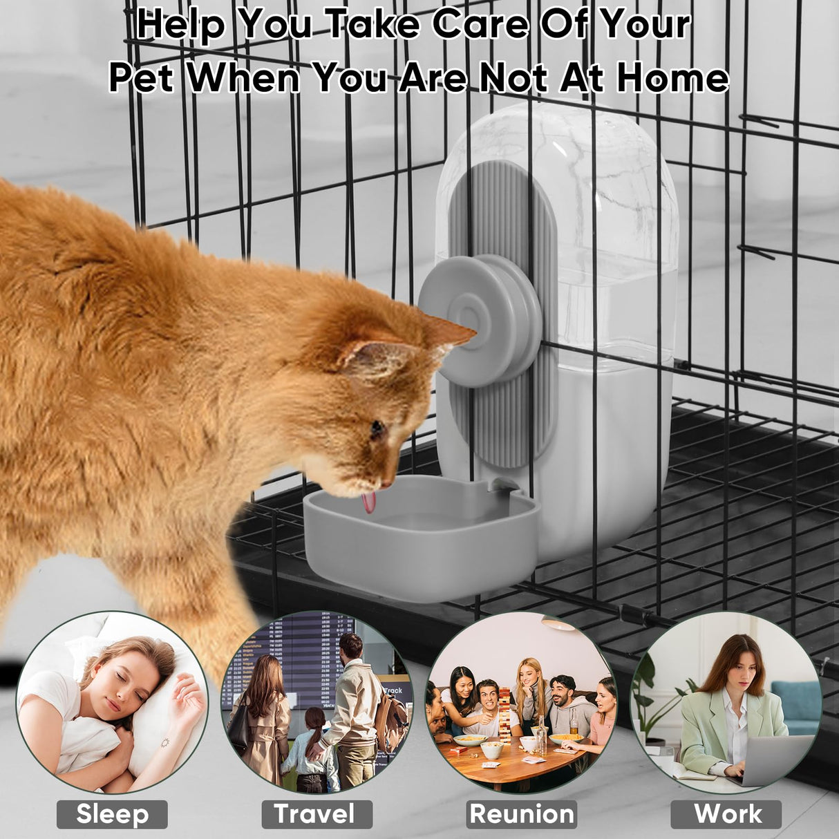Lemtrflo 28oz Hanging Automatic Water Dispenser,Rabbit Water Bottle,Bunny Guinea Pig Ferret Water Bowl for Cage,Suitable for Small Animal Puppies(Cage Grid Spacing Over 1.2'') (Gray)