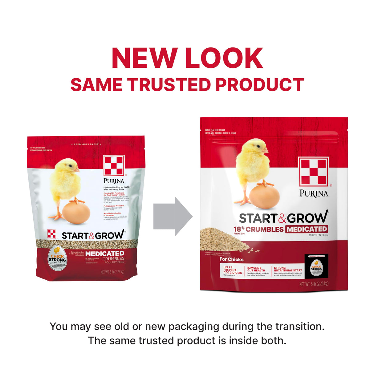 Purina Start & Grow | Nutritionally Complete Medicated Chick Feed Crumbles | 5 Pound (5 lb.) Bag