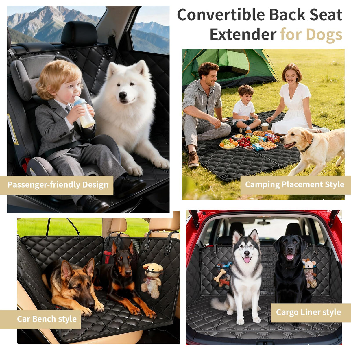 LEIMO KPARTS Dog Car Seat Cover for Back Seat,400lb Waterproof Dog Car Seat Cover Hard Bottom-Detachable,600D Heavy Duty Scratch Proof Nonslip Soft,Dog Hammock for SUVs,Car