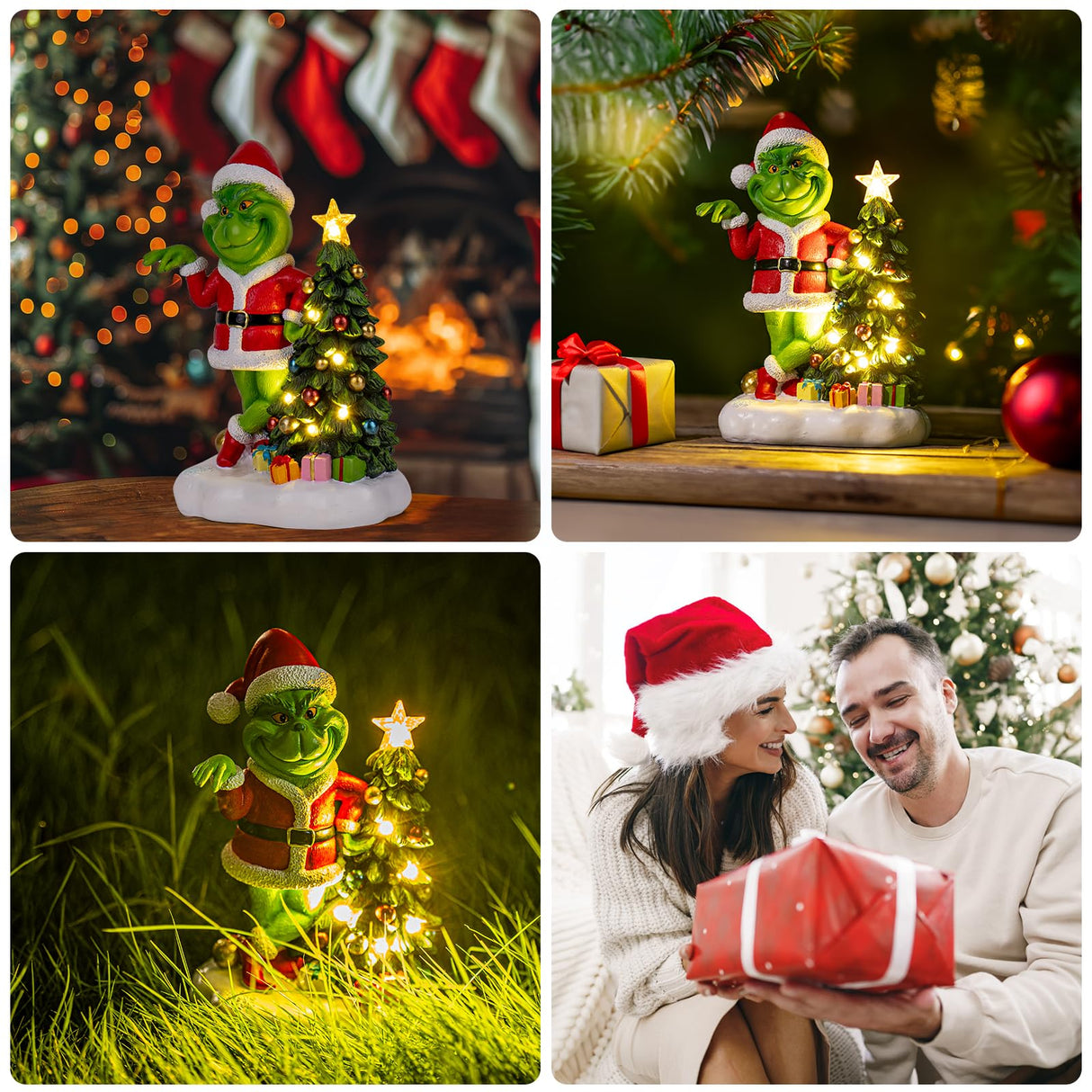 YDKOJGW Solar Garden Outdoor Statues with Christmas Tree and LED Lights,Lawn Christmas Decorations Statues for Patio,Balcony,Yard Ornament,Unique Housewarming, Birthday Gifts for Mom Grandma