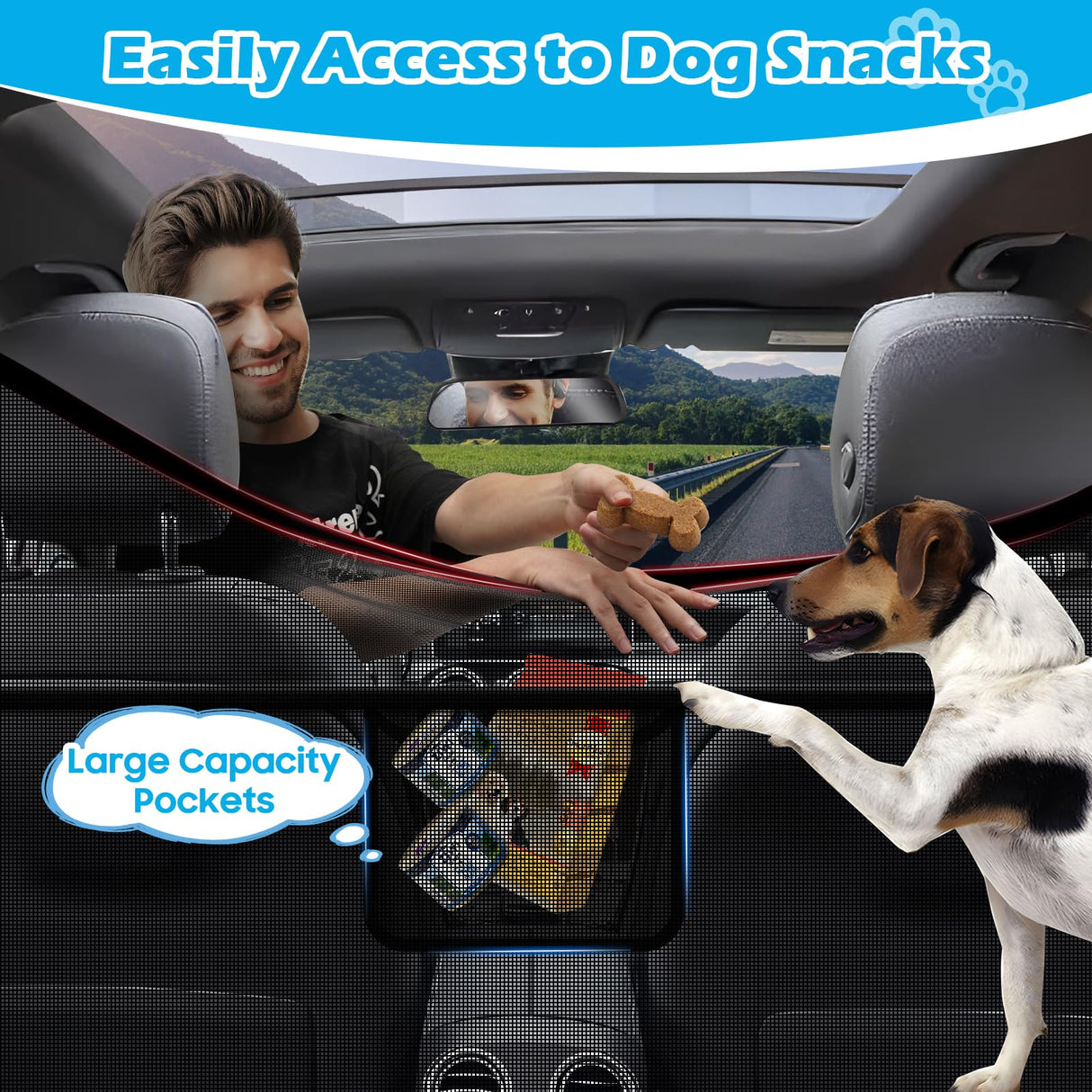 Automiim Dog Car Barrier Behind Front Seat, 51.2" Wide Car Pet Barrier One-Piece Design, Dog Car Divider Back Seat Barrier Small Crossover, Compact Car and Crossover