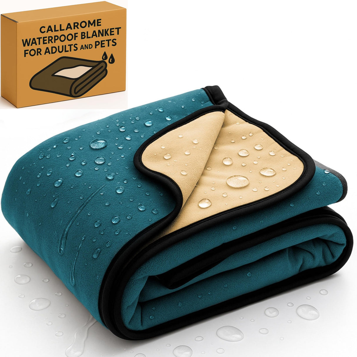 Waterproof Dog Blanket - Multipurpose Lekproof Blanket for Pets or Adults - Furniture Protector for Bed, Couch, Water Proof & Stain Resistant Easy to Clean Throw Blanket, Reversible Blue 50"x60"