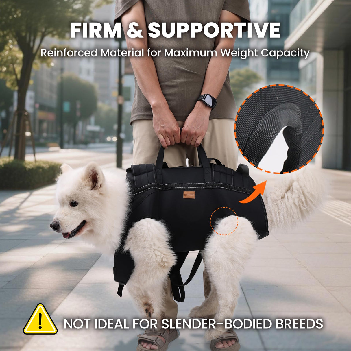 Terapaton Dog Lift Harness Backpack Carrier for Large Dogs, Full Body Sling with Handle, Dog Harness for Joint Injuries, Arthritis, Ideal for Stairs, Elderly Dogs (Black S/M-Large 14-20 LBS)