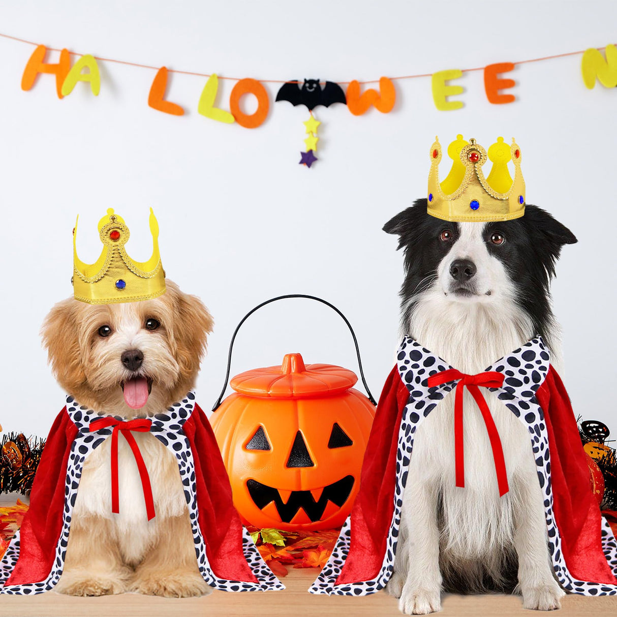 GOYOSWA Dog King Costume, Dog Halloween Costumes King Cloak and Crown Set Funny King Prince Costume for Small Medium Large Dogs (Small)
