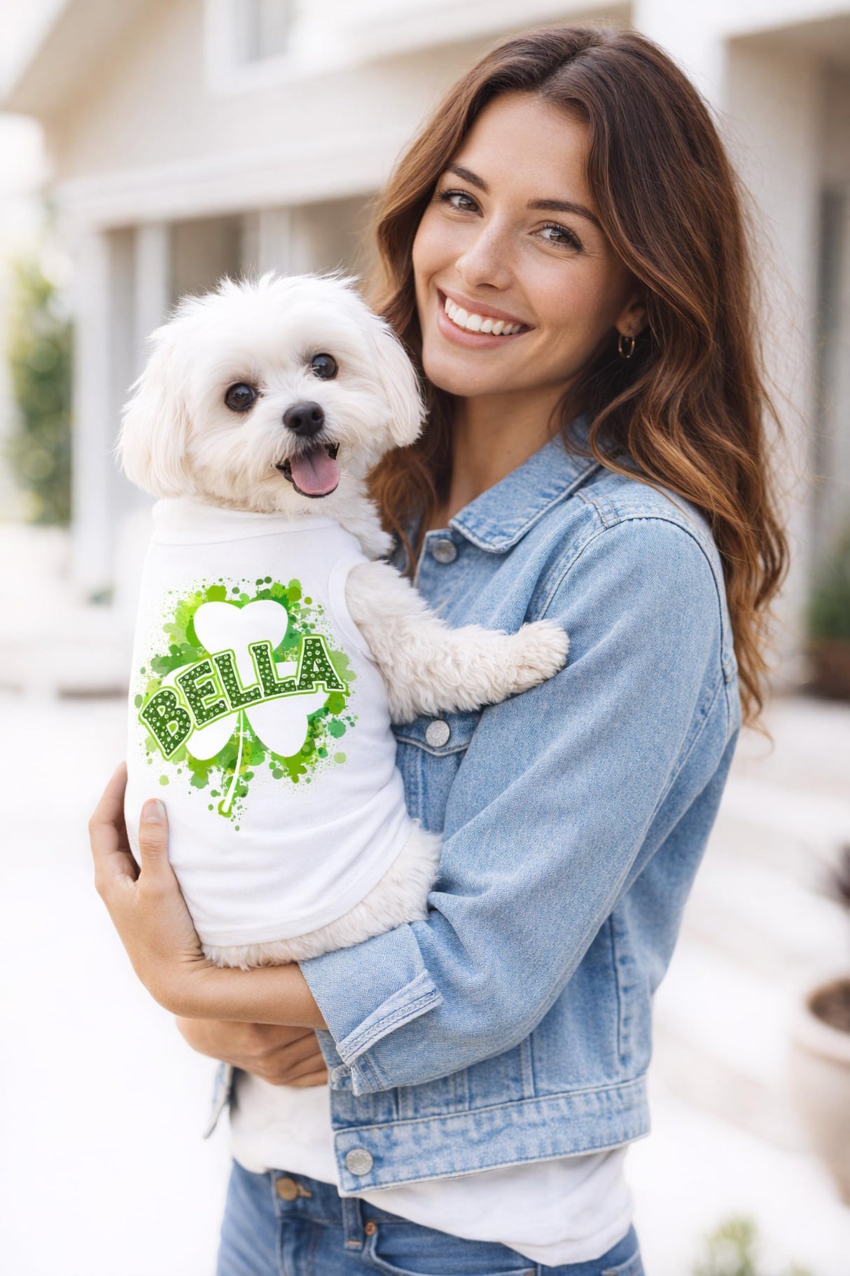 Lucky Clover Personalized Dog Shirt, Cute St. Patrick's Day Dog Shirt, Green Clover St. Patty's Day Shirt for Dogs, St. Patrick's Day Shirt for Dogs, Clothes for Pets (4XL 50-70 lbs)