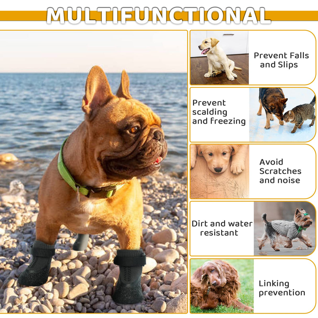 Puppy Dog Socks - Anti-Slip Grip Socks with Rubber & Straps, Non-Slip Paw Protectors for Small to Senior Dogs, Indoor/Outdoor Shoes/Booties for Hardwood & Hot Pavement