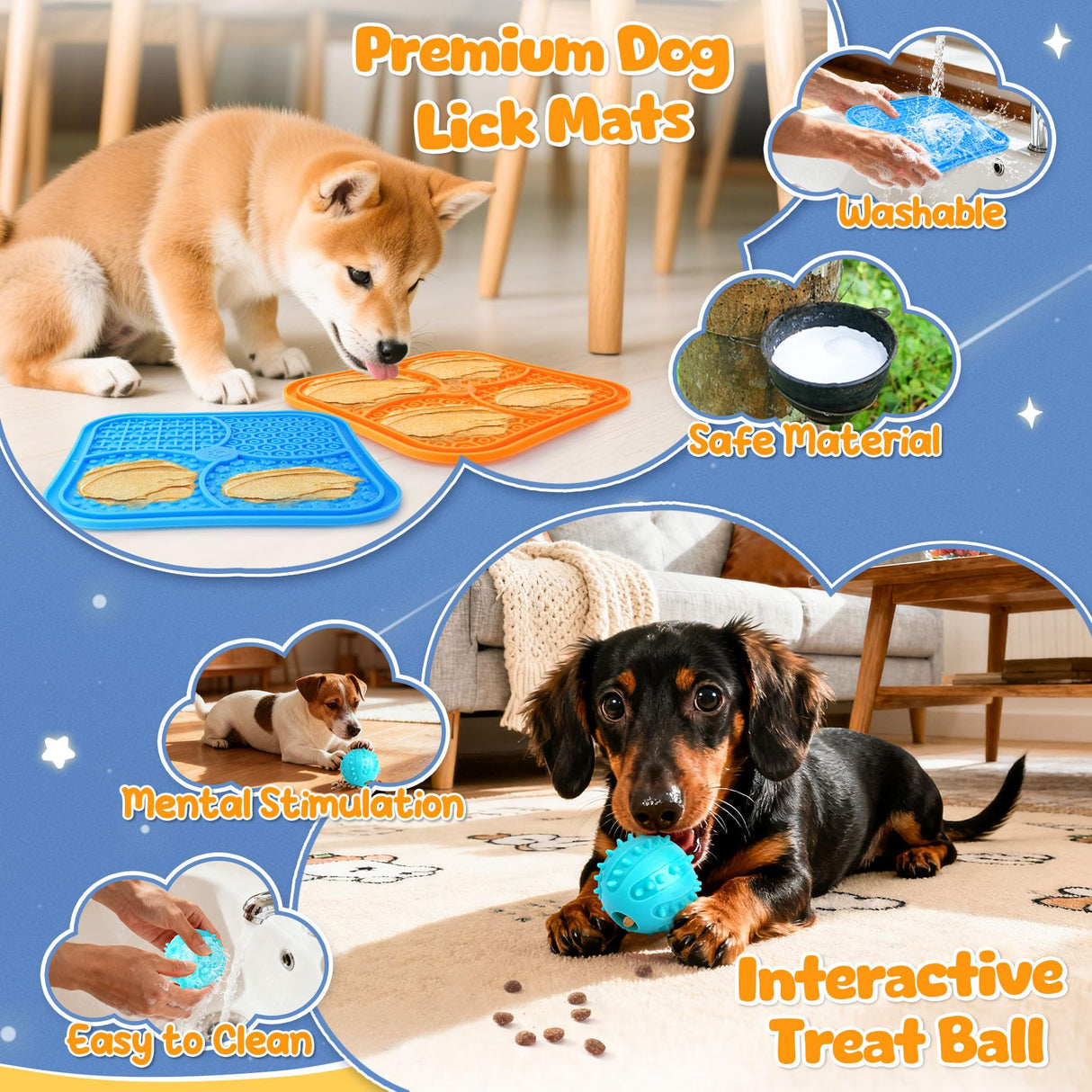 PatsFran Heartbeat Puppy for Dogs, Lick Mats & Treat Ball– All-Round Calming Kit for Anxiety Relief, Sleep Aid & Behavior Training, Puppy Essentials to Keep Them Busy(4 Pcs)