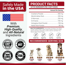 Load image into Gallery viewer, Dog UTI Chews - 170 Treats - Cranberry Supplement for Dogs - Bladder Control - Digestion & Immune Support - Urinary Tract Health - Multivitamin - Vitamins and Supplements - Made in USA