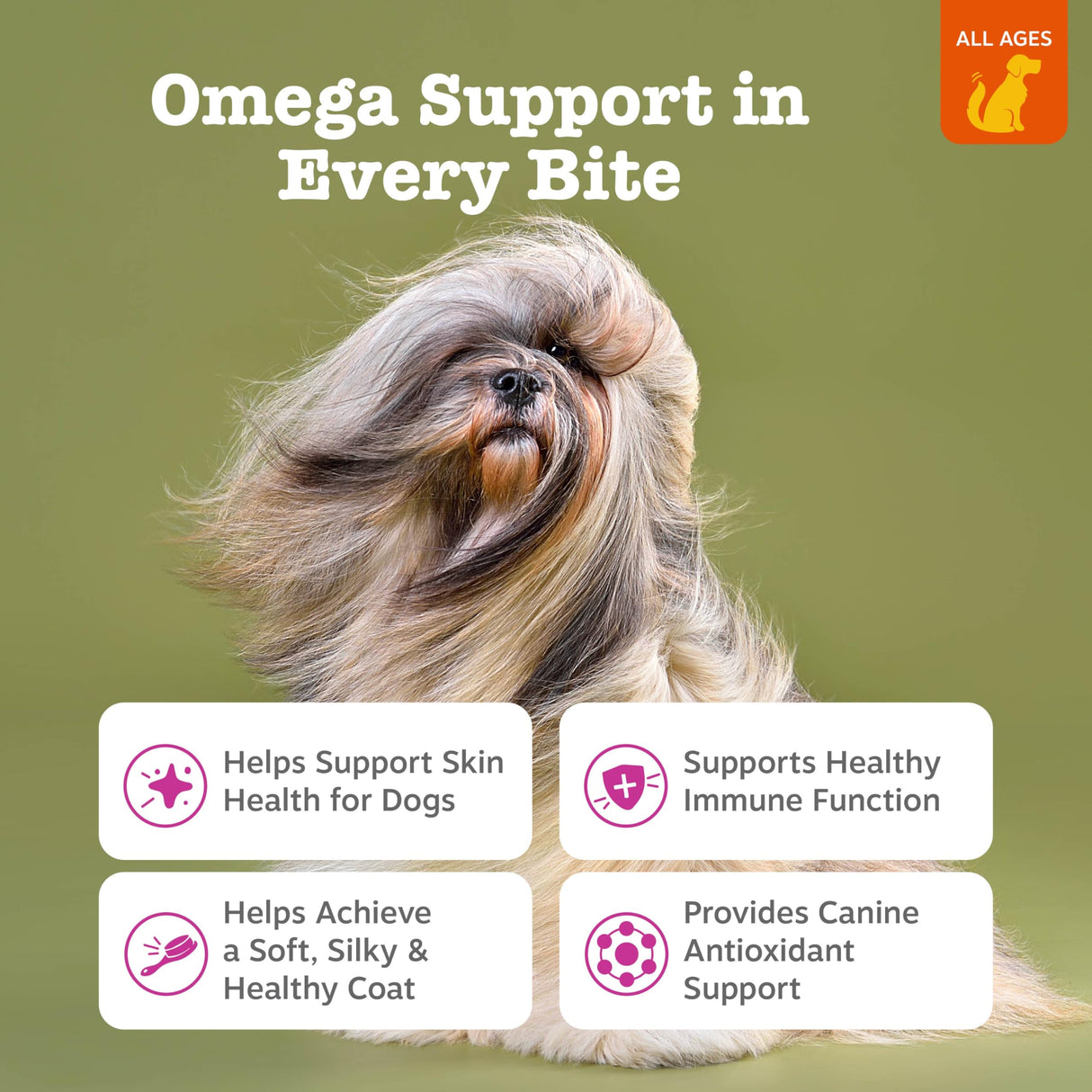 Zesty Paws Salmon Oil for Dogs Skin and Coat, Omega 3 Fish Oil Chews, Dog Allergy Relief Chews, Itch Relief Supplement, 250 Count, Salmon Flavor